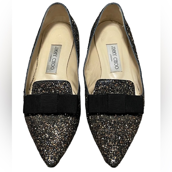 Jimmy Choo Gala Glitter Flats - Picture 4 of 16